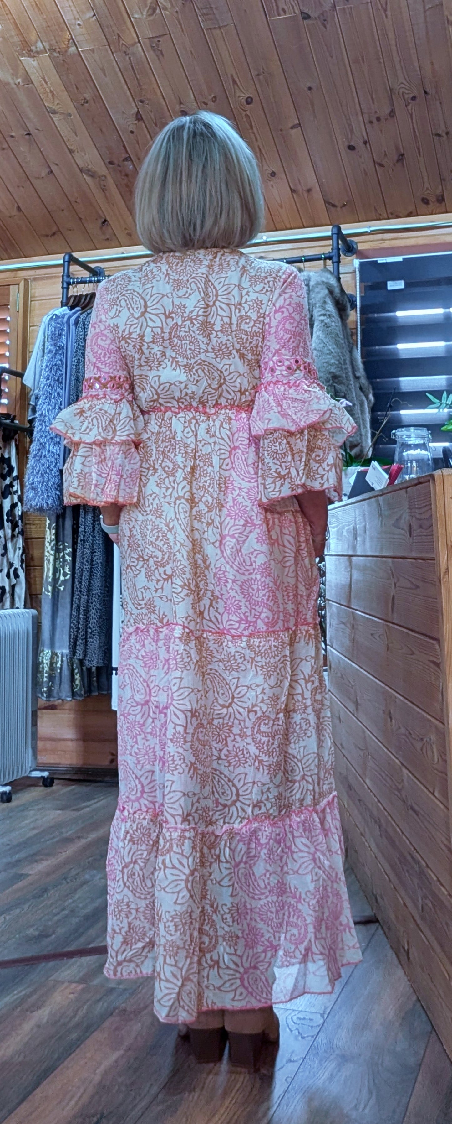 Clara Pink Boho Maxi Dress – Embroidered, Sequinned Made of  Cotton
