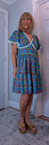 Codie Cotton Knee-Length Dress – Turquoise & Terracotta Boho Print