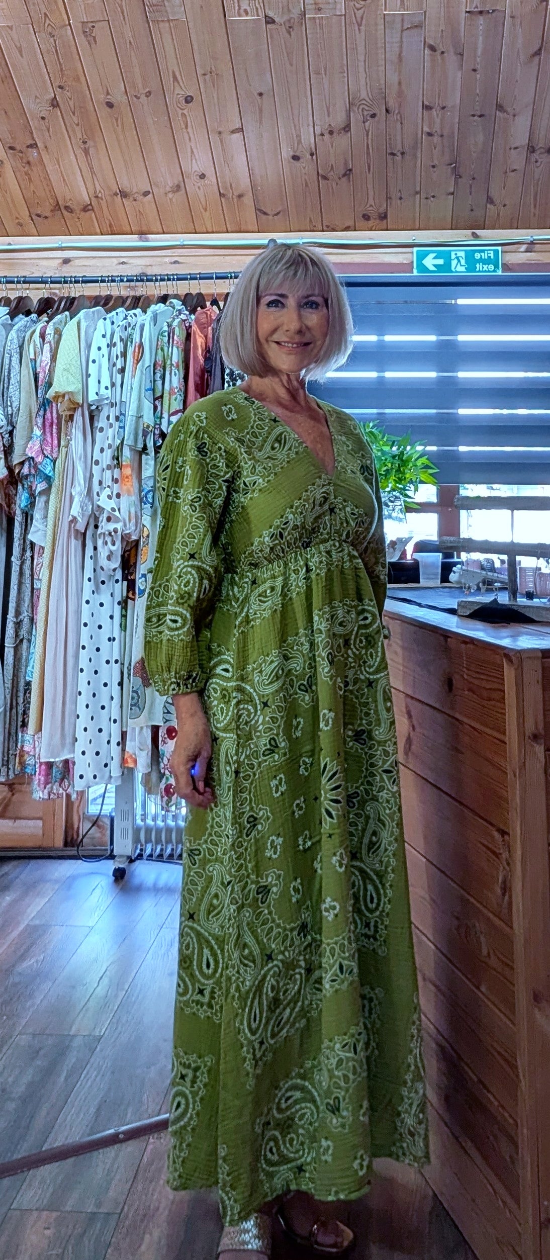 Green bold print sundress uk boutique