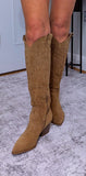 Cassidy Faux Suede Cowboy Boots – Soft Camel Western Style