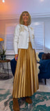 Opal White Cardigan with Ecru Embroidery Flowers, Pearl & Gold Sequin Detail