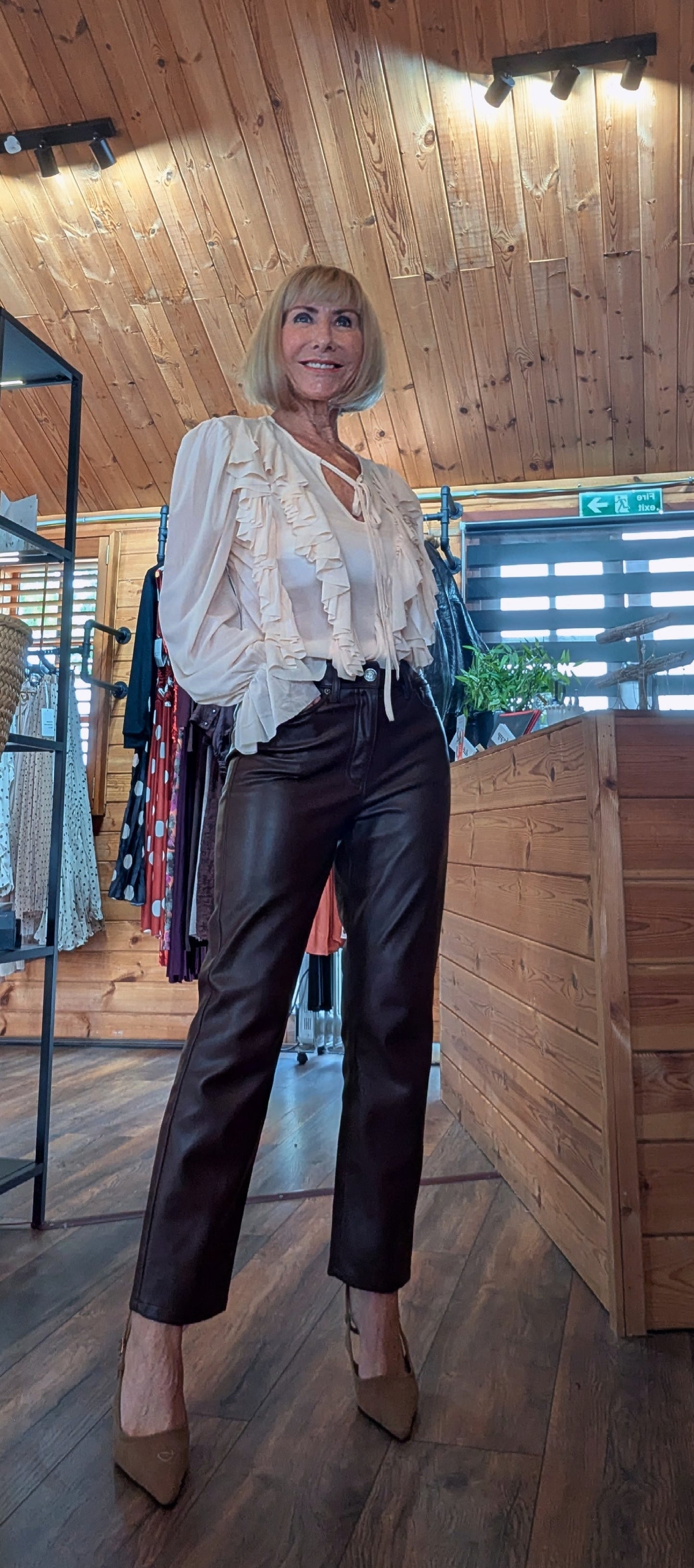 Parker Ruffle Blouse in Chocolate or Cream