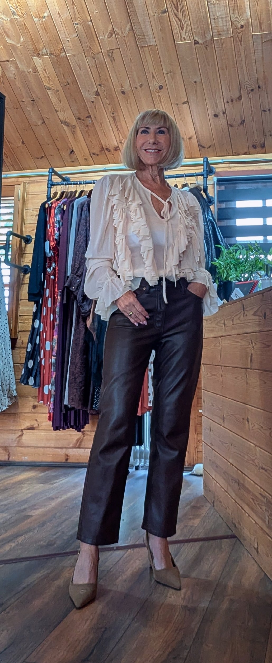 Parker Ruffle Blouse in Chocolate or Cream