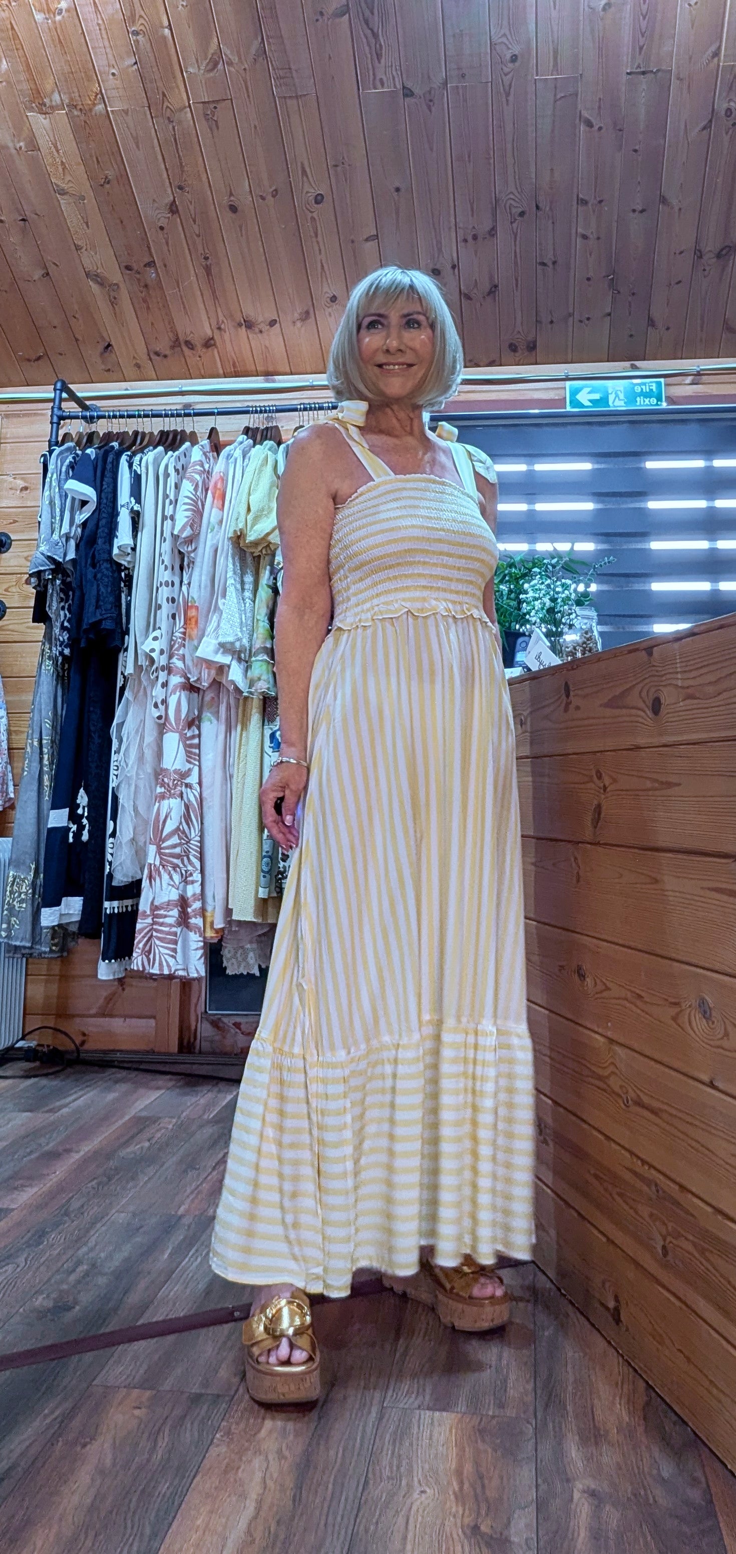 Stripey sundress in yellow