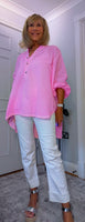 Hilary Cotton Blouse – Vivid Pink Oversized