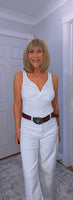 Bess Bodysuit – White Twist Bust Fitted Bodysuit (Non Returnable)