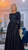 Betty Dress – Ribbed Cotton Jersey with Flared Skirt & Pockets (Black or Chocolate Brown)