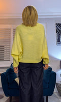 Janice Wrap Jumper – Super Soft Cable Knit in Yellow or Beige
