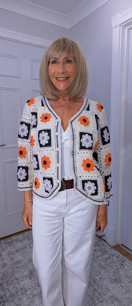 Fliss Crochet Cardigan– Cream Boho  Square Cardigan
