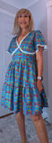 Codie Cotton Knee-Length Dress – Turquoise & Terracotta Boho Print