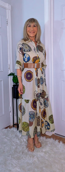 Pandora Dress– Bold Multicolour Cotton Maxi  Print