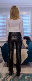 Patsy Pleather Trousers – Black Faux Leather with Slight  Flared Leg