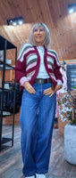 Abby Chunky Stripe Cardigan – Chocolate, Ecru or Burgundy
