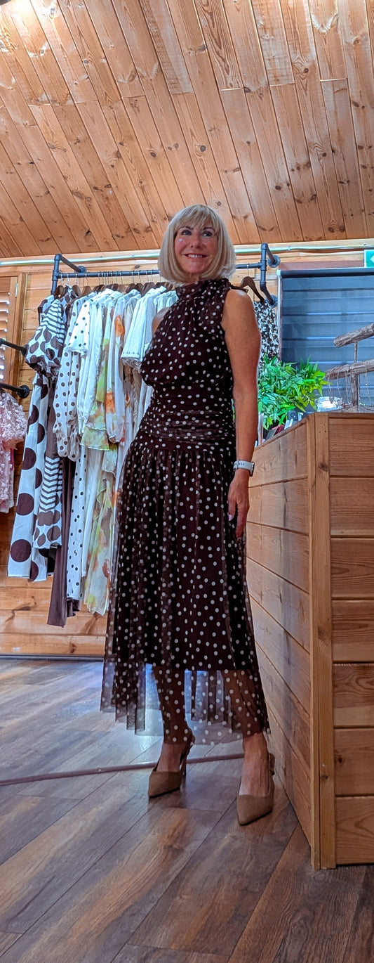 Natasha Floral Halter Maxi Dress – Red or Chocolate