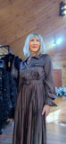 Meryl Chocolate Pleated Shirt Dress – Sparkle Buttons & Belt