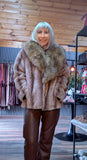 Charlotte Faux Fur Jacket – Taupe with Sleeves & Clasp Buttons