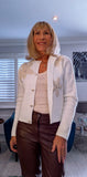 Opal White Cardigan with Ecru Embroidery Flowers, Pearl & Gold Sequin Detail
