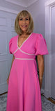 Alexandra Puff Sleeve Dress – Pink or Coral