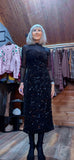 Audrey Sheer High-Neck Dress – Velvet Feel with Sequin Detail Black
