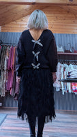 Farrah Black Sweater with Silver Sequin  Bows