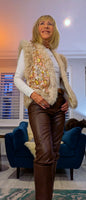 Ella Faux Fur Trim Sleeveless Cardigan – Blush Pink & Gold Animal Print