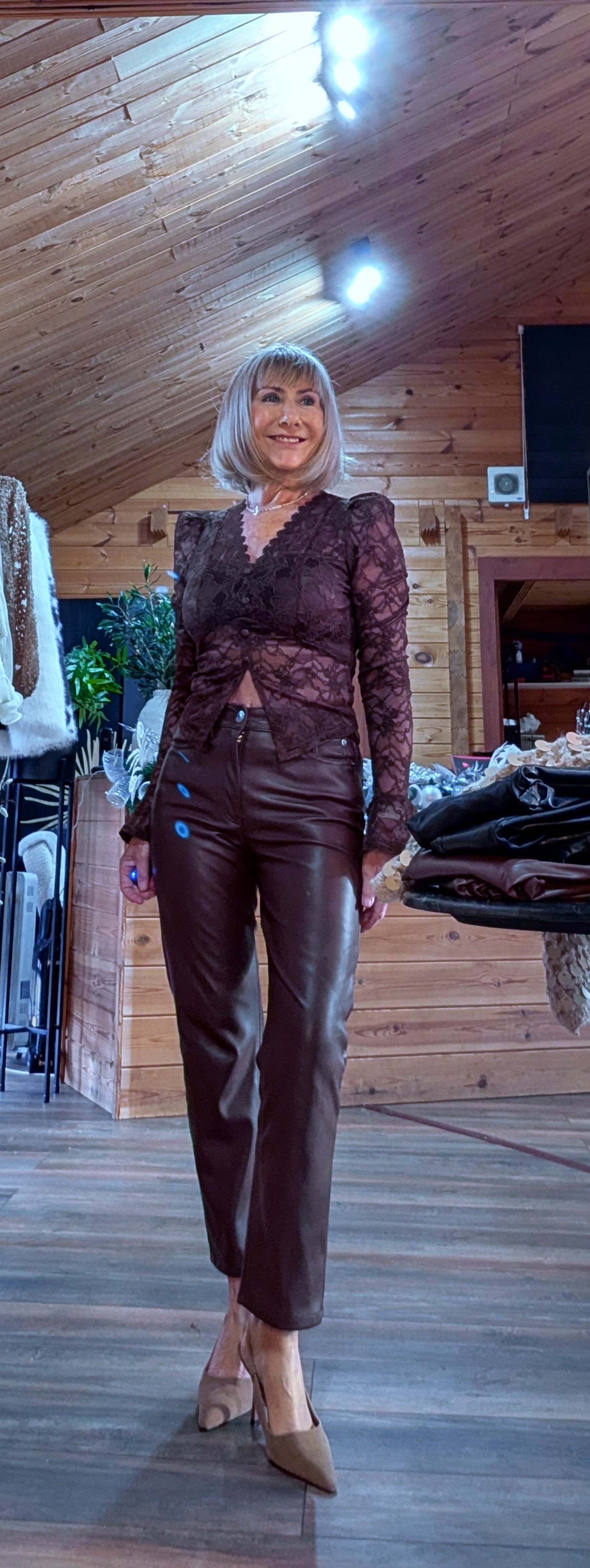 Lacy Sheer top with flared cuffs