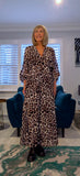 Gaynor Leopard Print Pleated Maxi Dress – Chiffon Feel with V-Neck