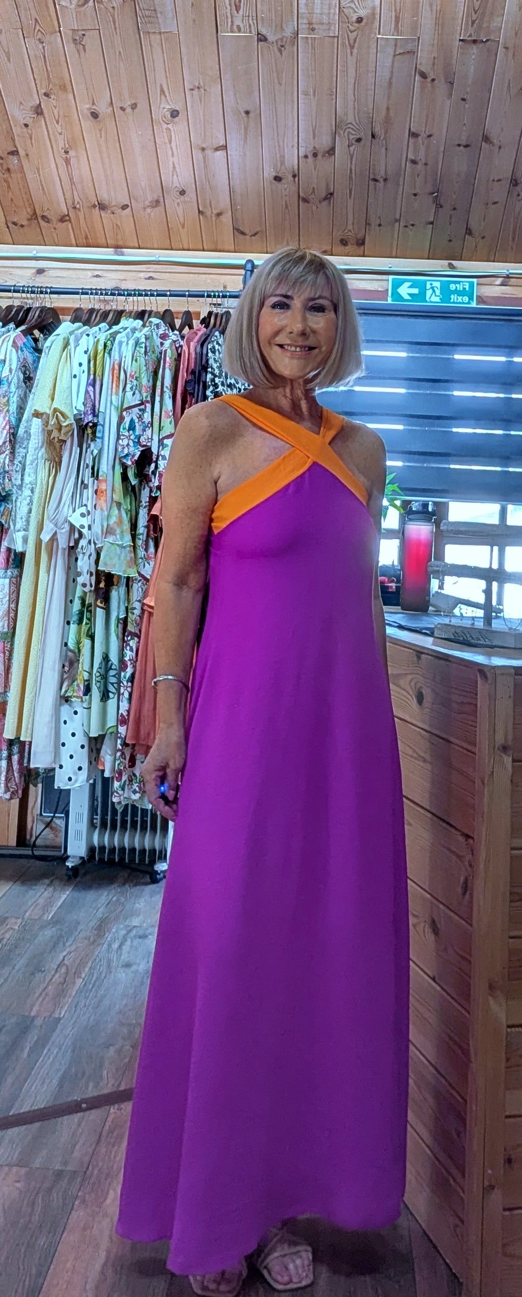Close up Olga Halterneck  Maxi Dress – Halterneck in Magenta
