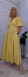 Bethany Yellow Check Midi Dress – Vintage Puff Sleeve Style