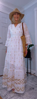 Jasmine Boho Embroidered Dress – White Viscose Summer Style