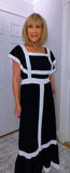 Waverley  Dress – Black Midi Dress with White Block Edge