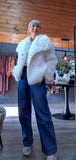 Guinevere Faux Fur Jacket – Double Breasted in Chocolate or Taupe