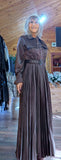 Meryl Chocolate Pleated Shirt Dress – Sparkle Buttons & Belt