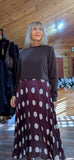 Erica Chocolate Polka Dot Sweater Dress – Pleated Skirt