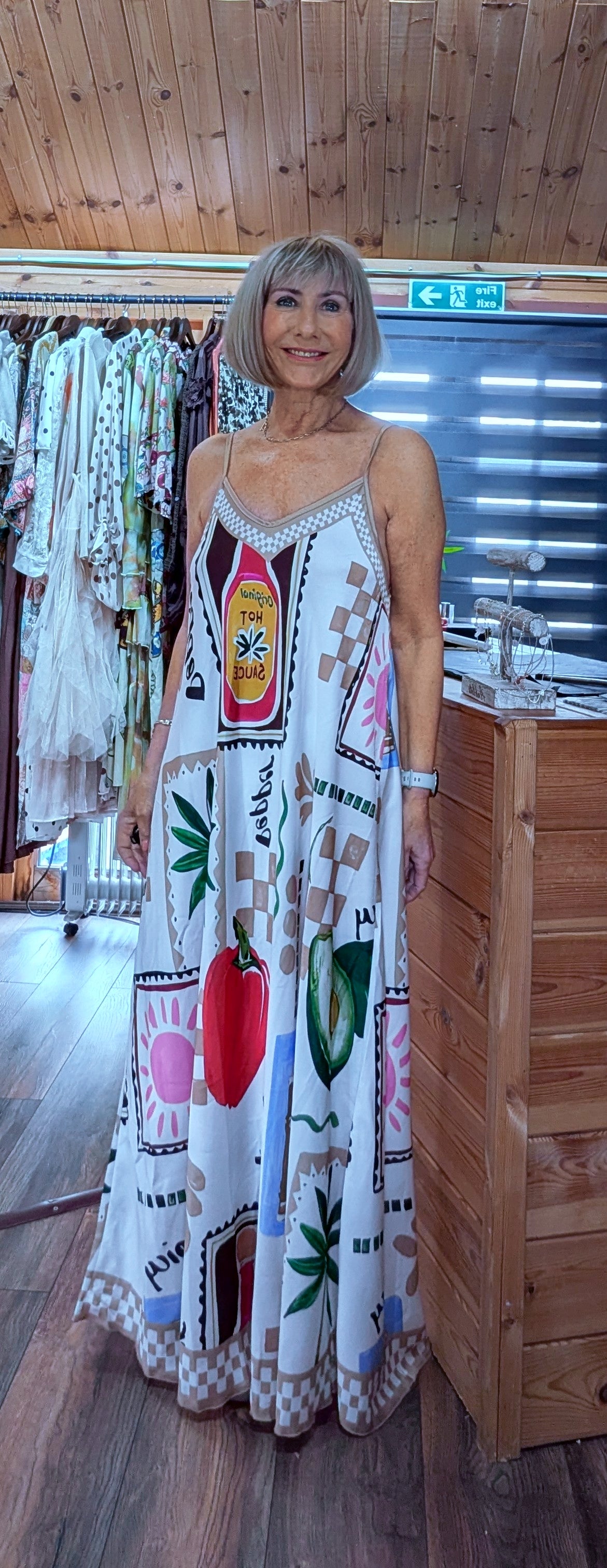 Liddy colourful printed midi dress with slim straps