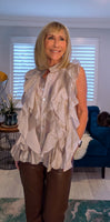 Ashley Blouse – Statement Frilled Blouse - Taupe or Chocolate