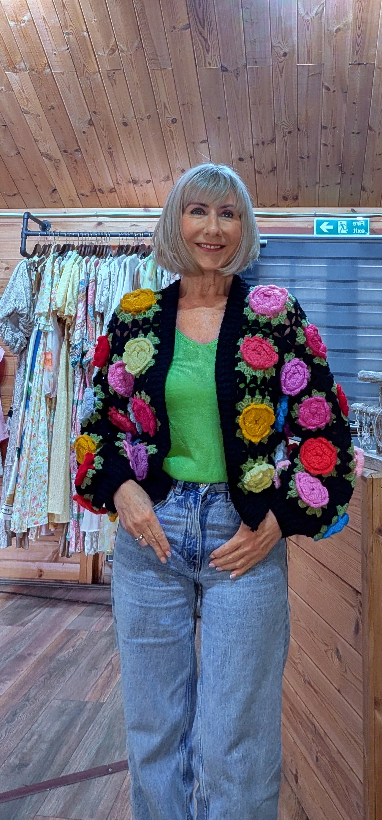 Ora oversized floral cardigan fits up to UK 14