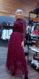 Lourdes Ripple Tulle Skirt – Bordeaux, Fully Lined