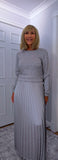 Phoenix Pleated Maxi Sweater Dress – Olive, Gold or Silver Grey