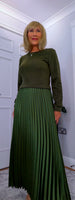 Phoenix Pleated Maxi Sweater Dress – Olive, Gold or Silver Grey