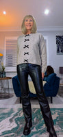 Maple Taupe Sweater with Bows & Frill Detailing – Front or Back Wear