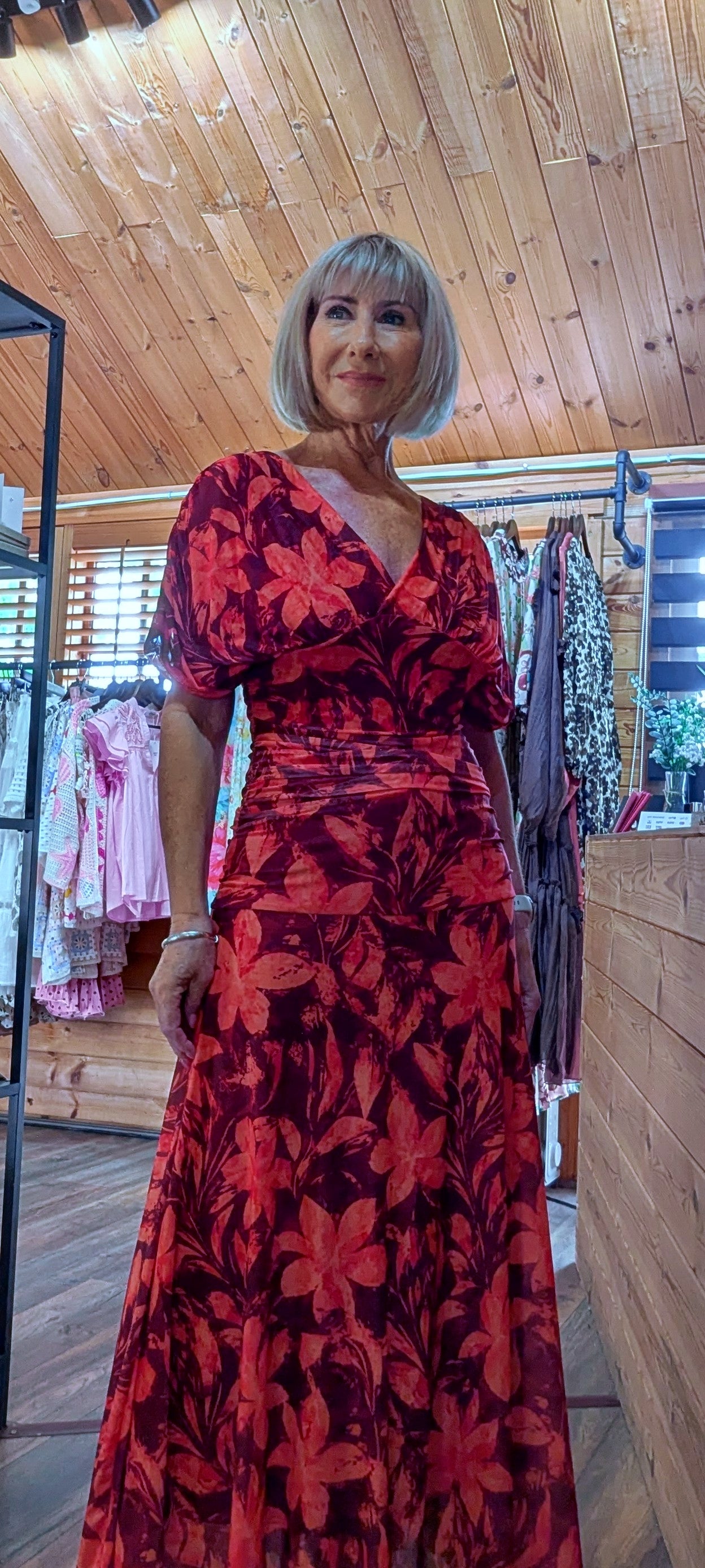 Sumer occasion red dress with drop waist