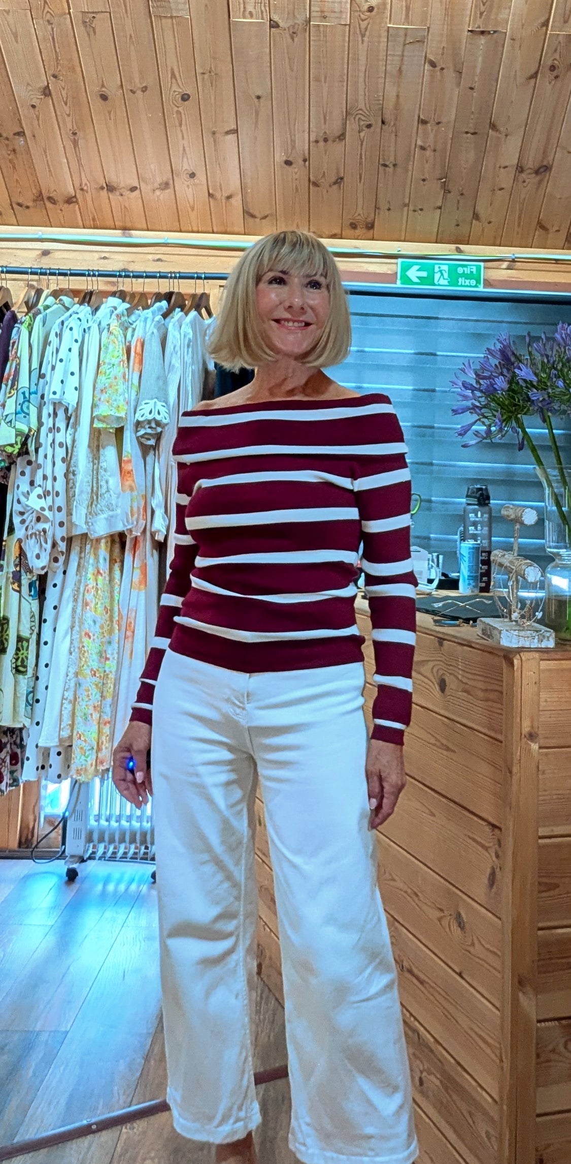Wisty Burgundy Bardot Top