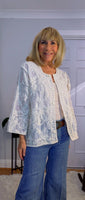 Lois White or Ecru Embroidered  Cotton Boho Blouse