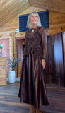 Loren Coffee Sequin Mesh Set – Silky Slip Dress with Beaded Tie Belt