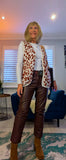 Kay Sleeveless Cardigan – Black, Beige & Maroon Animal Print