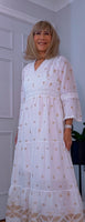 Jasmine Boho Embroidered Dress – White Viscose Summer Style