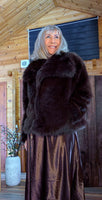 Guinevere Faux Fur Jacket – Double Breasted in Chocolate or Taupe