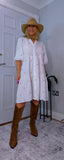 Dory  Smocked Cotton Dress – White with Gold Sequin Stars