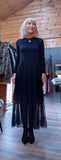 Elaine Black Lace Dress – Pleated Skirt & Lace Panel